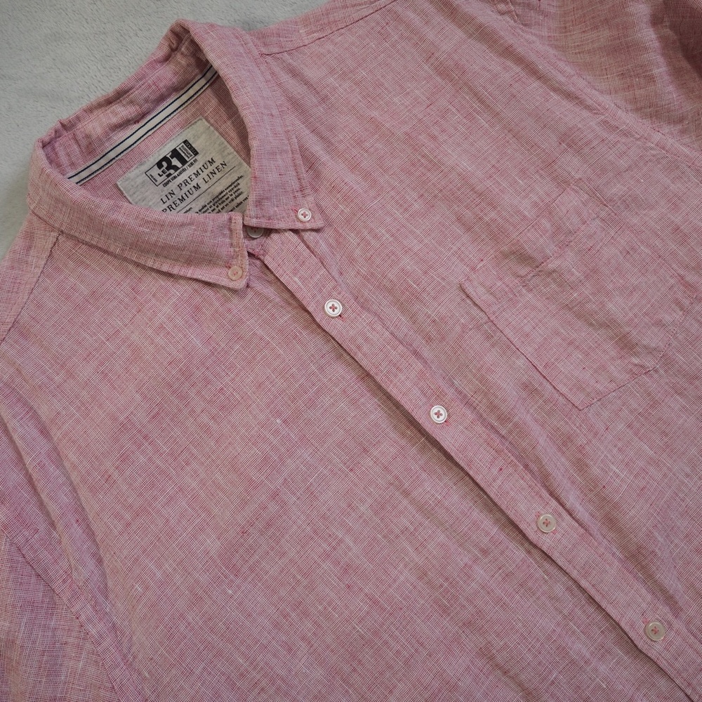 Le 31 Premium Linen Sz XXL Pink Casual Button Down Shirt